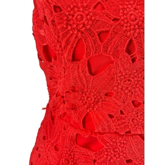 ASTR Red Lace Overlay Sleeveless Dress With Lined Interior Back Zipper Sz M EUC - Picture 6 of 11